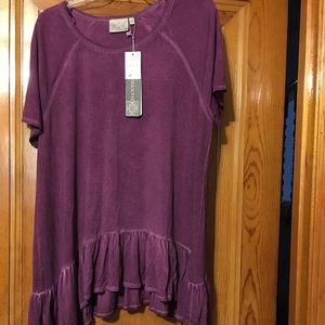 Magenta distressed tunic